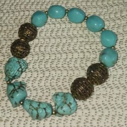 Vintage Chunky Nugget Turquoise Stretch Bracelet