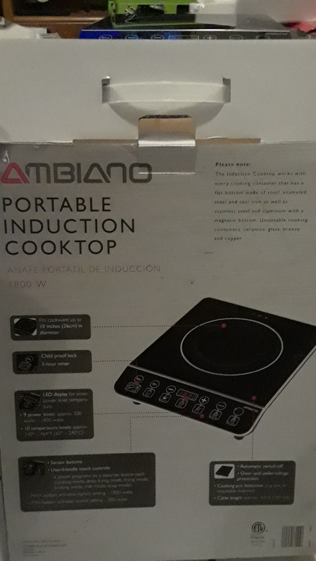 Ambiano portable induction cooktop 1800W