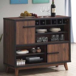 Brand New Walnut/Black Wine Cabinet