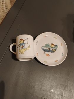 Child plate n cup vintage collectible