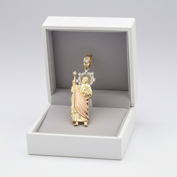 10K Tri Color Standing Religious Figure Pendant