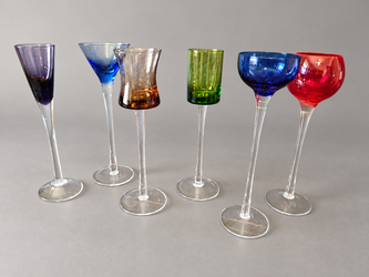 Jewel-Tone Cordial Glasses: set of six - 7" Tall