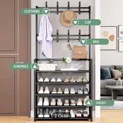 Space-Saving 5-Tier Shoe Rack, Versatile Home Organizer with Easy Assembly and Modern Design, Holds Multiple Pairs