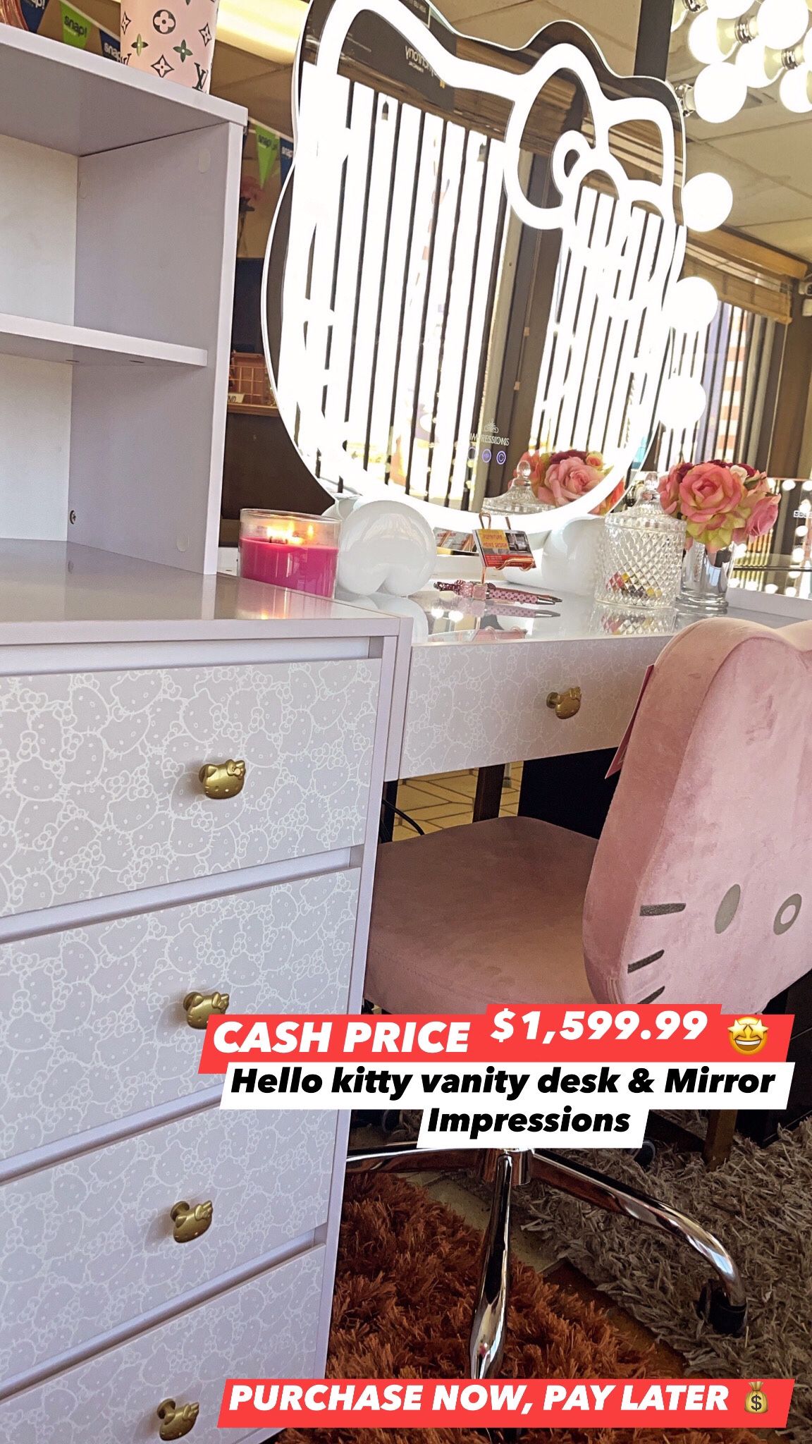 Impressions Hello Kitty Vanity Desk & Mirror 🤩