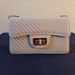 Beige Quilted Crossbody Bag