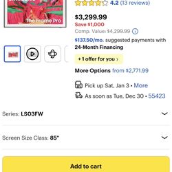 Samsung The Frame Pro 85” Qled 4K TV