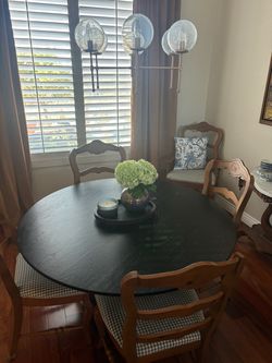 Modern Round Black Pedestal Dining Table- seats 5