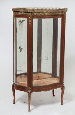Louis XV/XVI style gilt bronze mounted vitrine cabinet
