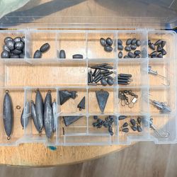 Saltwater boat jetty fishing weights and some hooks - BUNDLE