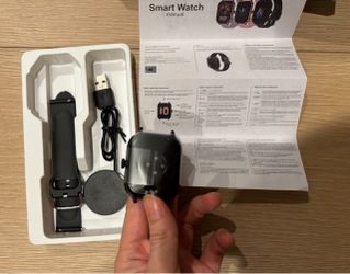 Smart Watch with Black Band and Charger