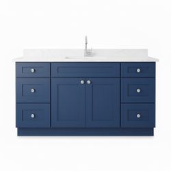 60-Inch Master Bathroom Vanity – Solid Wood & Quartz  
