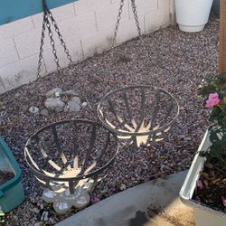 2 Metal Hanging Planters. 