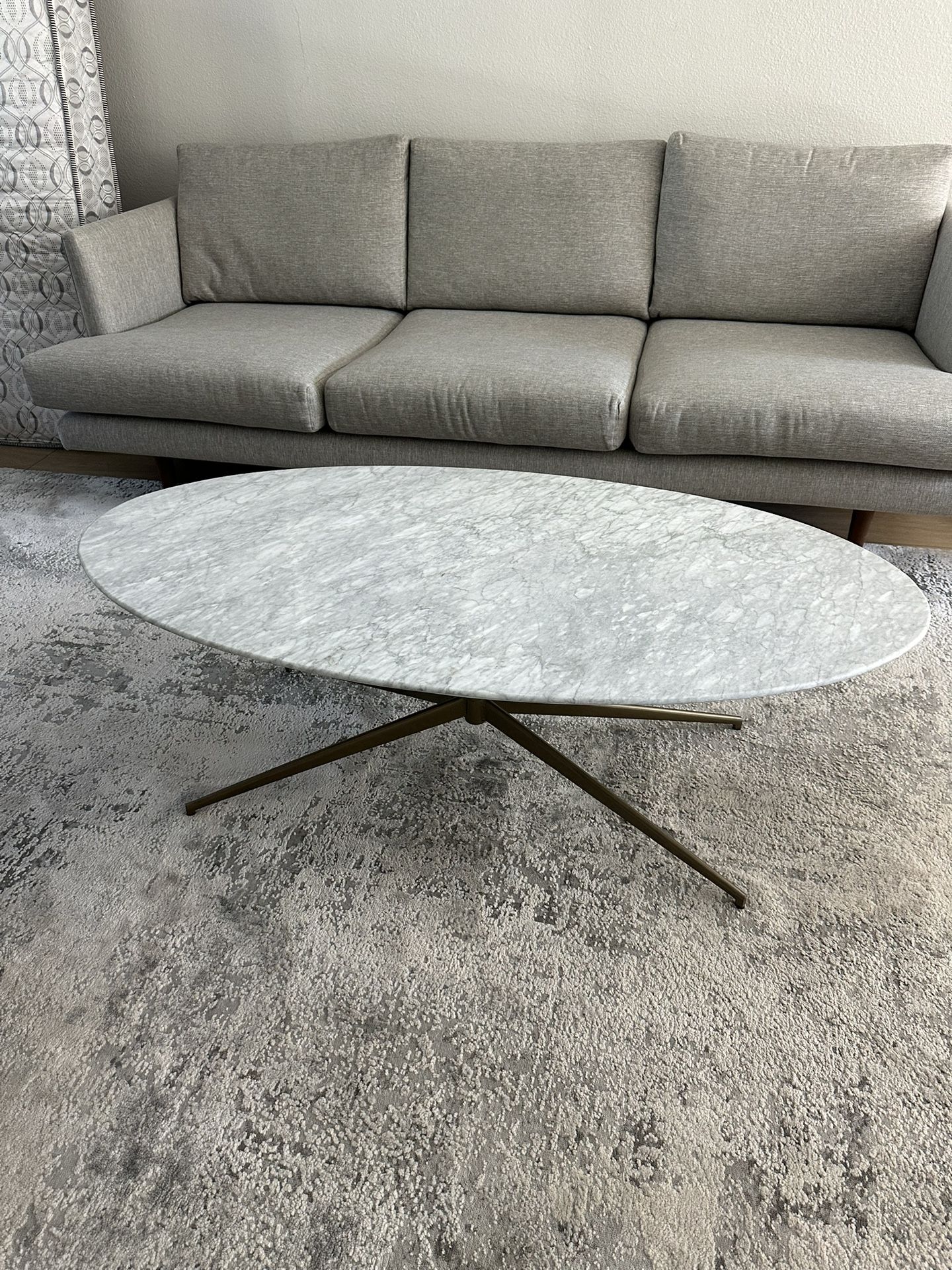West Elm Mid-Century Oval Marble Pedestal Coffee Table