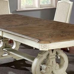 Rustic Farmhouse Dining Table & 8 Chairs
