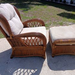 Rattan Captain Chair And Ottoman