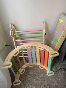 Toddler wood climbing set