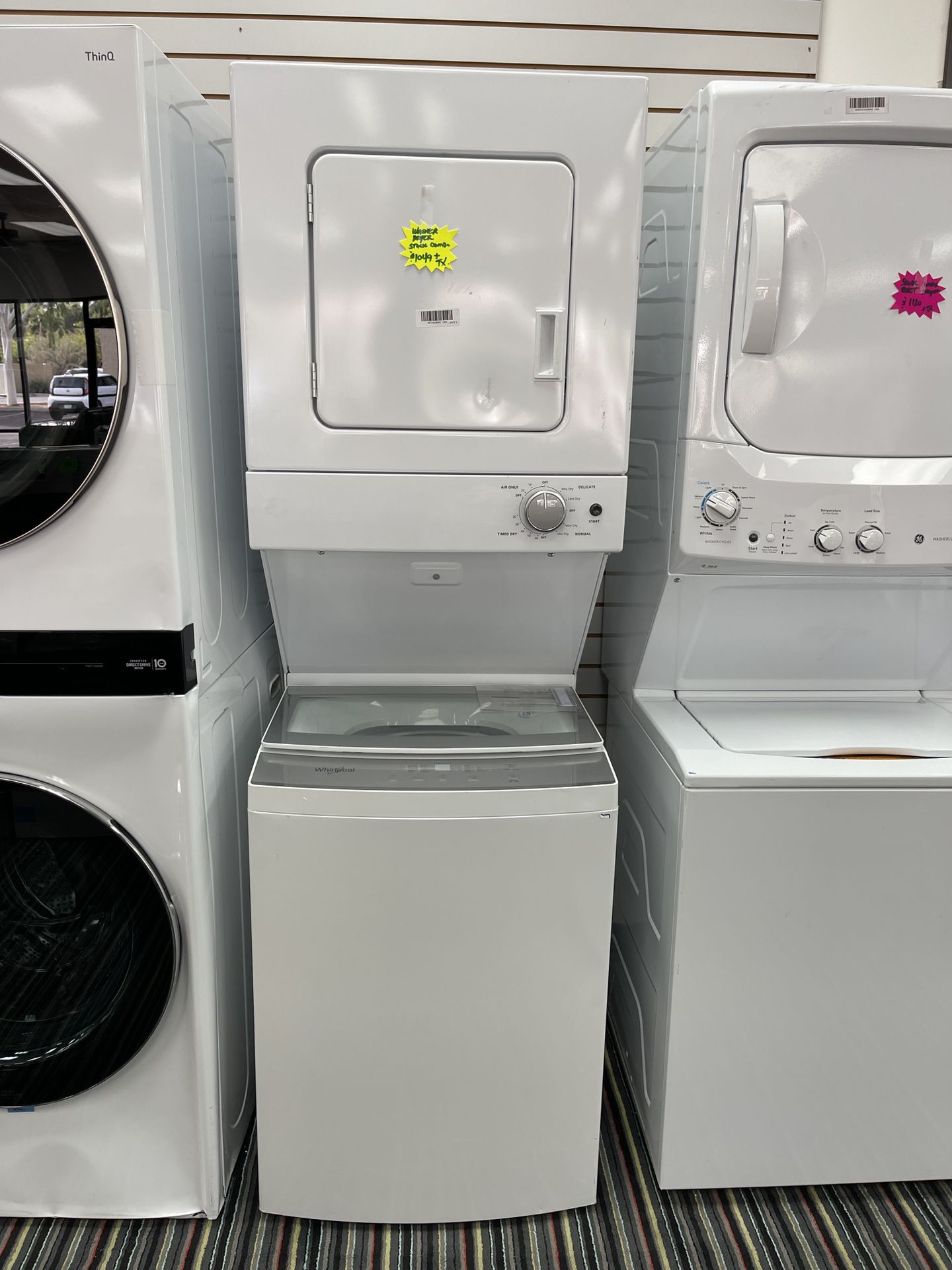 New Whirlpool Stacked Washer And Electric Dryer
