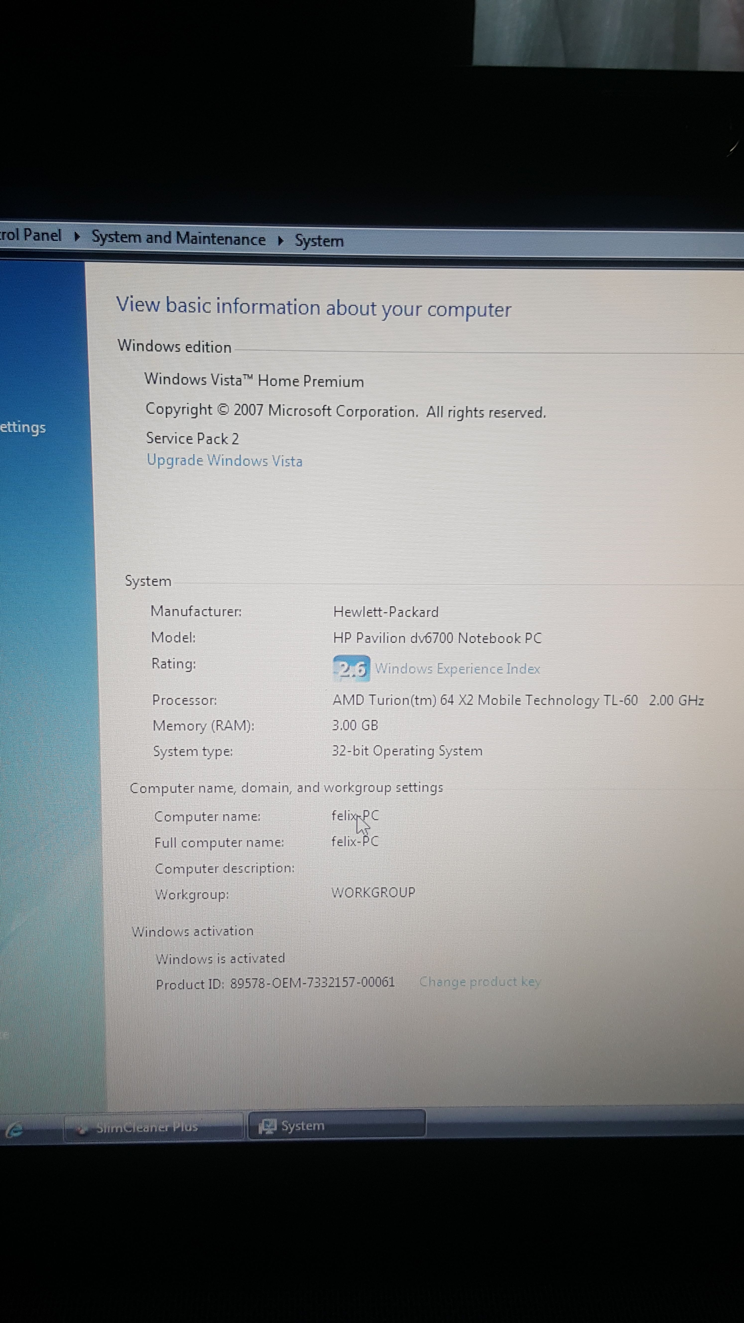 Hp pavilion dv6700 notebook Pc