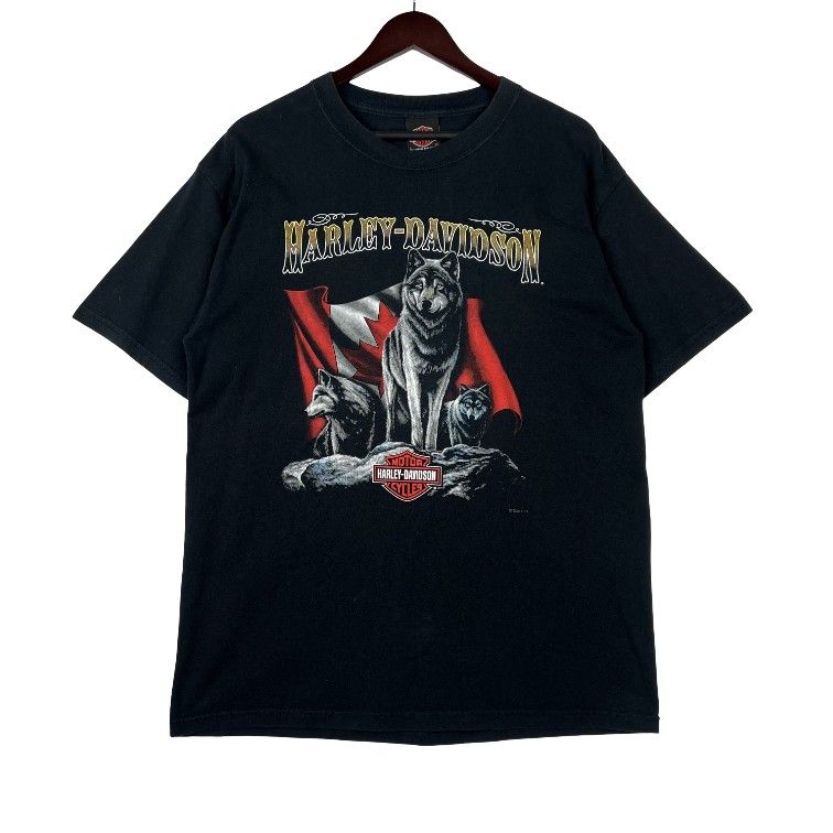 VINTAGE Rare HARLEY DAVIDSON WOLF Graphic 1992 T Shirt 90s Black SZ LARGE