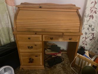 Desk, barstools, router,