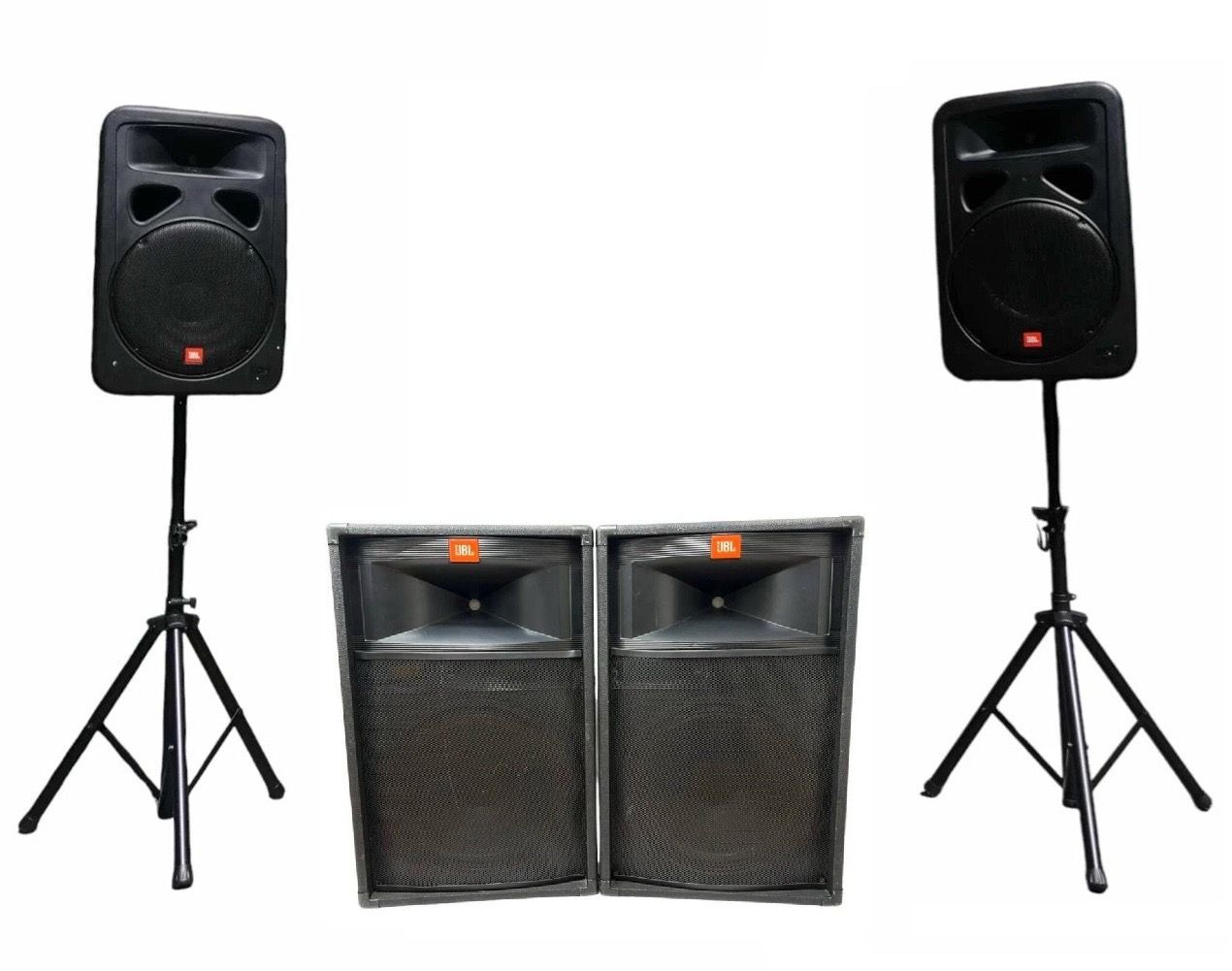 Pair of JBL Eon1500 & pair of JBL TR125 w/stands