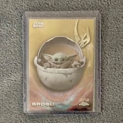 2025 TOPPS CHROME STAR WARS Grogu #56 Gold Refractor 25/50