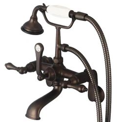 Water Creation 3-Handle Vintage Tub Faucet with Lever Handles and Hand Shower