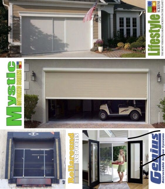 Garage door and patio motorized screens