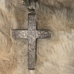 Sterling Silver Cross Necklace With Real Diamonds