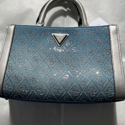 New Guess Cross Body Bag  10 .5”length and 7” high Jean fabric and sparkle