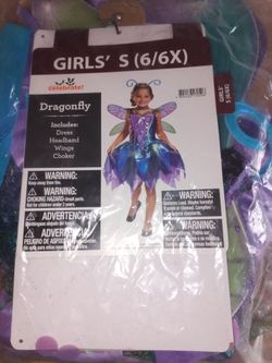 Girls Dragonfly Halloween Costume Size 6/6X