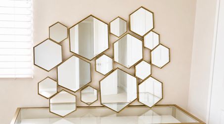 Modern Gold Hexagon Wall Mirror | Statement Mirror | Contemporary Decor