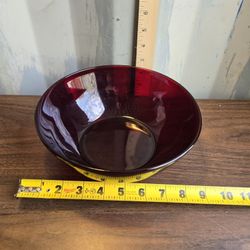 Ruby Red Glass Serving Bowl 