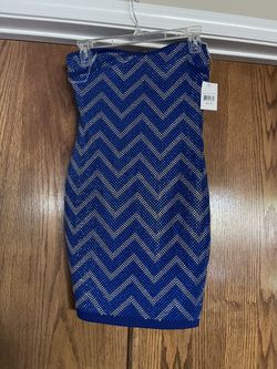 Blue Sequence Strapless Dress