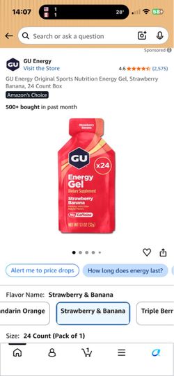 GU Energy Gel Strawberry Banana 24 Count