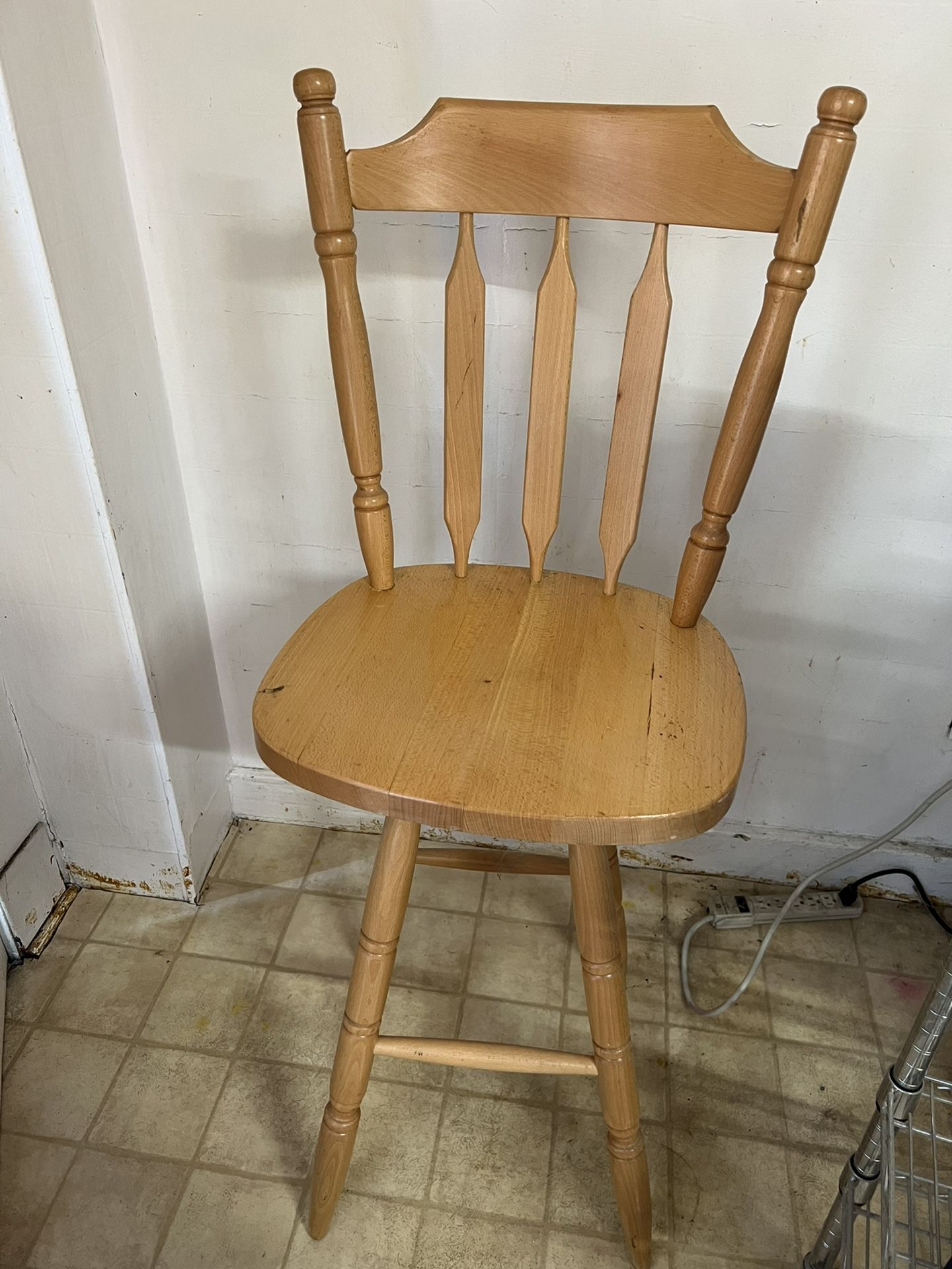 2 Wooden Mill Store Swivel Bar Stool Chairs 