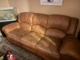 Brown Leather 3-Seater Sofa