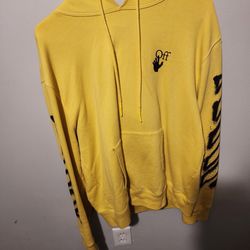 Mens Off-white Hoodie Yellow And Black Marker Style XL