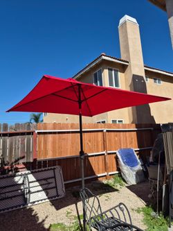 6.5” ft square market umbrella patio color: red base not included