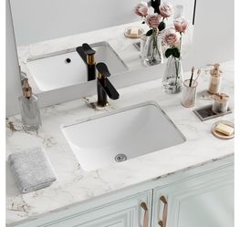 Undermount Bathroom Sink Rectangle, Hugsleek Interior Bowl Size 16 × 11 inch