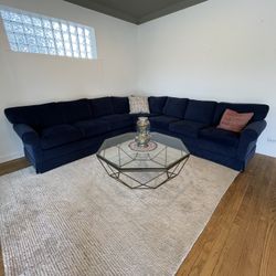 Walter E Smithe Sectional Sleeper Sofa In Navy 