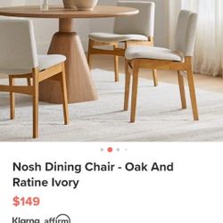 Nosh Dining Chairs Oak Ratine Ivory 