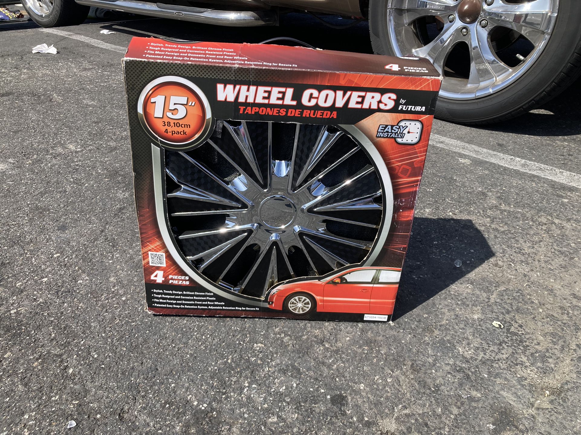 Black and Chome Wheel Covers 15"