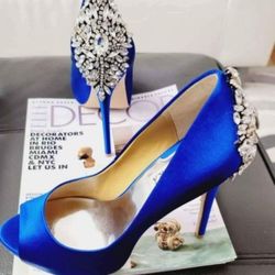 Badgley Mischka - Blue Satin Pumps, Size 8