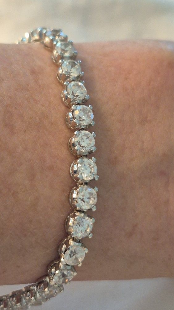 STERLING SILVER 925- 1/2 CT.EACH CZ STONE TENNIS BRACELET