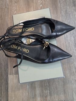 Tom Ford Black Padlock Slingback Flats – 41