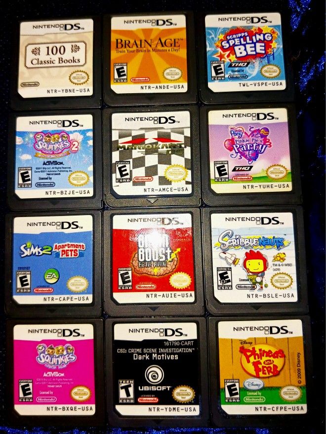 Nintendo DS 12 Cartridges Nintendo DS All Official Nintendo Licensed Sims 2 Apartment Pets, Mario Kart Brain Age And More! All Work All Clean Perfect