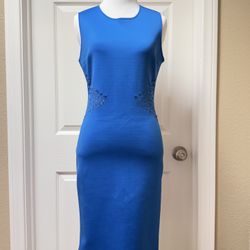 Clover Canyon Gorgeous Royal Blue Sheath Women Dress/Laser Cut