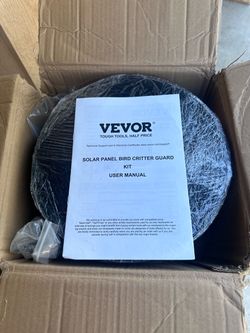 VEVOR 6 inch x 100ft Solar Panel Bird Guard, Critter Guard Roll Kit with 50pcs Aluminum Alloy Fasteners, Solar Panel Guard with Rust-proof PVC Coating