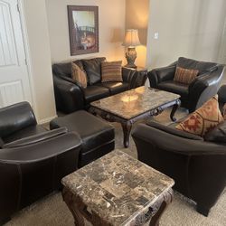 Complete 11 Piece Leather Living Room Set